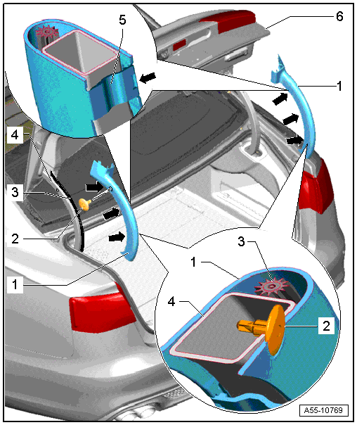 Overview - Rear Lid, Sedan, Hinge Cable Guide