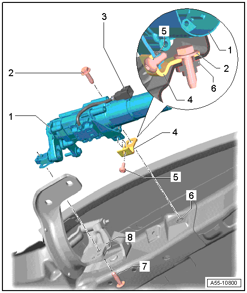 Rear Lid Motor 1 and 2 -V444-/-V445-, Removing and Installing, Avant