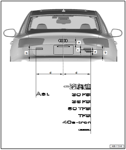 Dimensions - Rear Lid Name Badges and Emblems, Sedan, Market-SpecificDimensions - Rear Lid Name Badges and Emblems, Sedan, Market-Specific