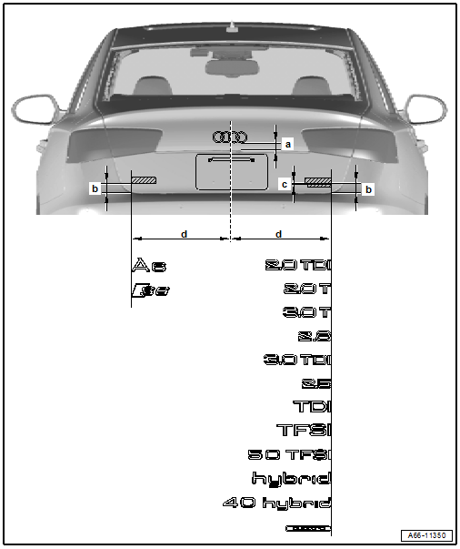 Dimensions - Rear Lid Name Badges and Emblems, Sedan