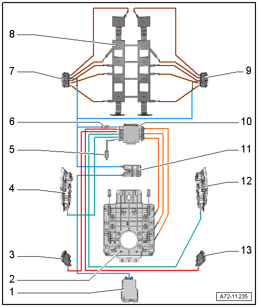 Connection Diagram - Pneumatic System, Multi-contour Seat through 08/2012