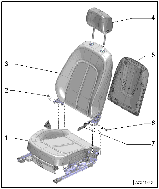 Overview - Front Backrest, Standard Seat/Sport Seat
