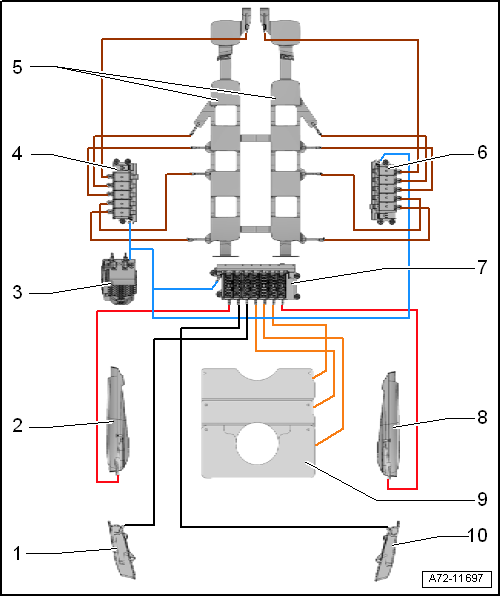 Connection Diagram - Pneumatic System, Multi-contour Seat from 09/2012