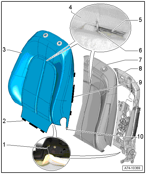 Overview - Backrest Cover and Cushion, Standard Seat/Sport Seat