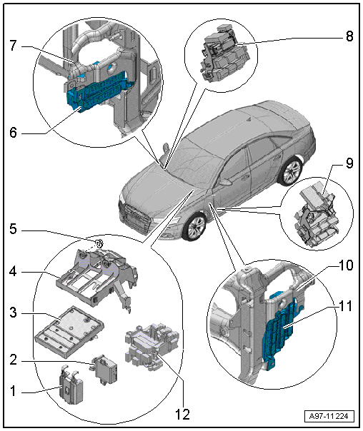 Overview - Relay Carrier, Instrument Panel, E-Boxes Fuse Carrier